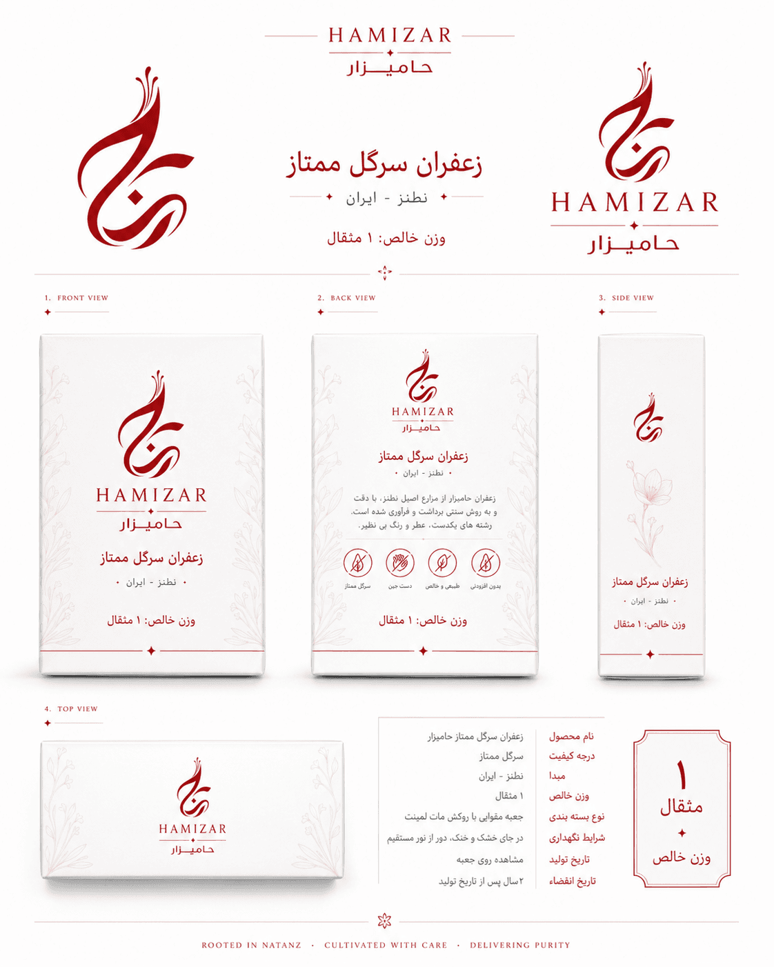 جزئیات طراحی بسته‌بندی زعفران حامیزار